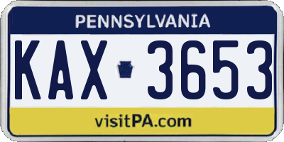 PA license plate KAX3653