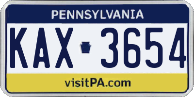 PA license plate KAX3654