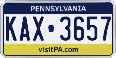 PA license plate KAX3657