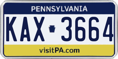 PA license plate KAX3664