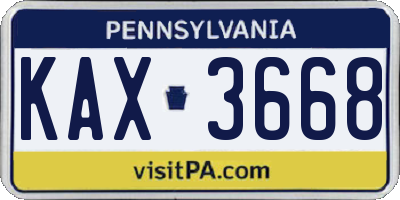 PA license plate KAX3668