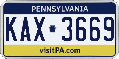 PA license plate KAX3669