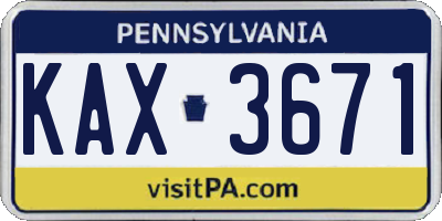 PA license plate KAX3671