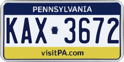 PA license plate KAX3672