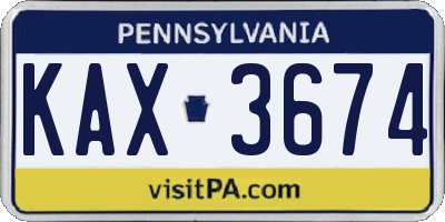 PA license plate KAX3674