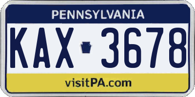 PA license plate KAX3678