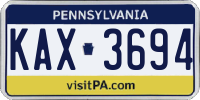 PA license plate KAX3694