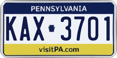 PA license plate KAX3701
