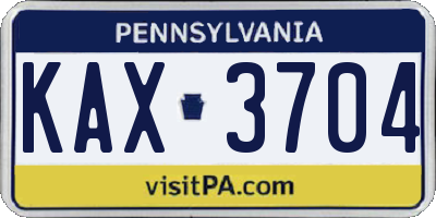 PA license plate KAX3704