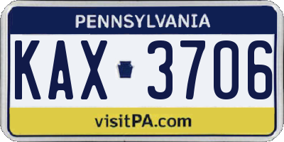 PA license plate KAX3706