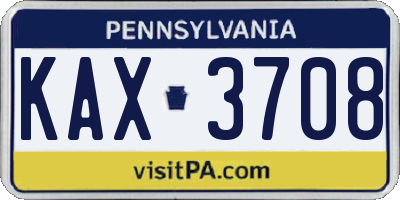 PA license plate KAX3708
