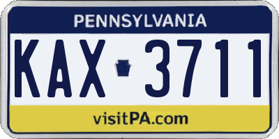 PA license plate KAX3711