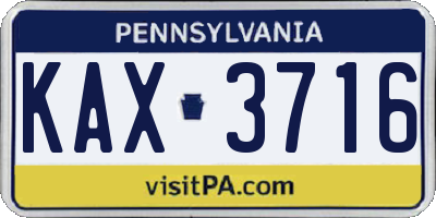 PA license plate KAX3716