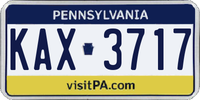 PA license plate KAX3717