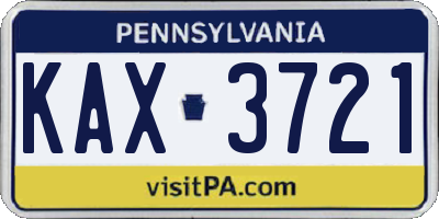 PA license plate KAX3721