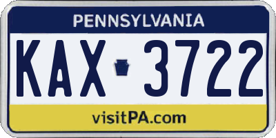 PA license plate KAX3722