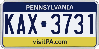 PA license plate KAX3731