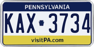 PA license plate KAX3734