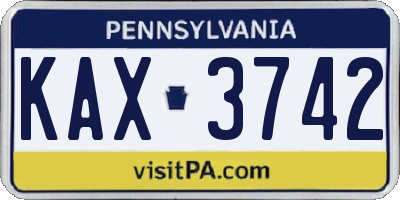PA license plate KAX3742