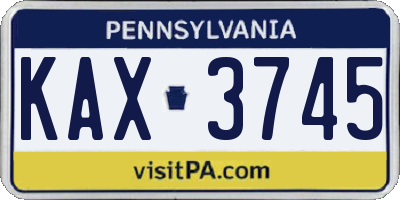 PA license plate KAX3745