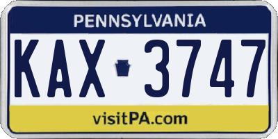 PA license plate KAX3747