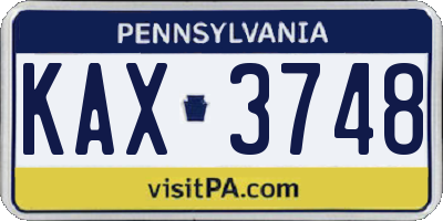PA license plate KAX3748