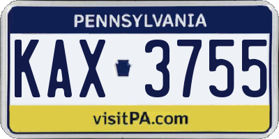 PA license plate KAX3755