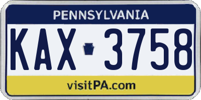 PA license plate KAX3758