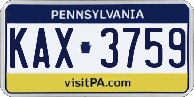 PA license plate KAX3759