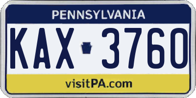 PA license plate KAX3760