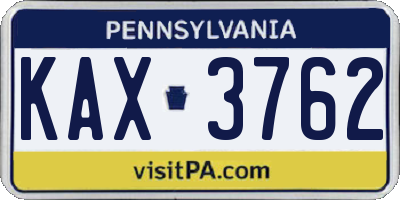 PA license plate KAX3762