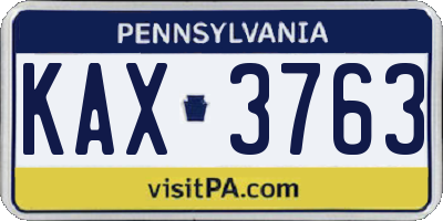 PA license plate KAX3763