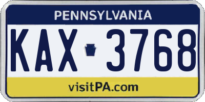 PA license plate KAX3768
