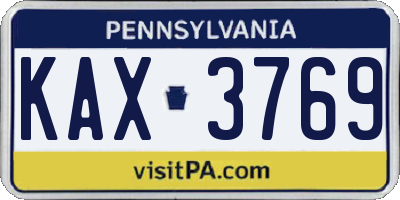 PA license plate KAX3769