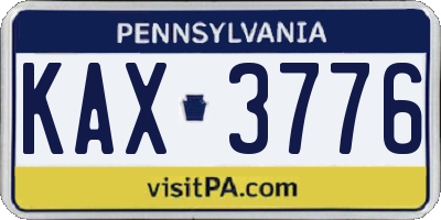 PA license plate KAX3776