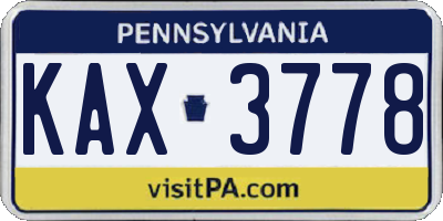 PA license plate KAX3778
