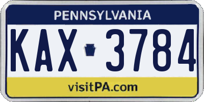 PA license plate KAX3784