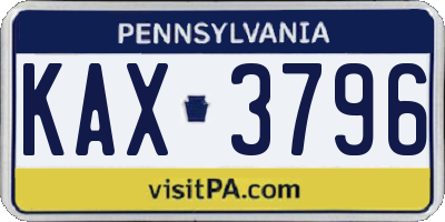 PA license plate KAX3796
