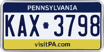 PA license plate KAX3798