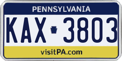 PA license plate KAX3803