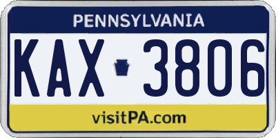 PA license plate KAX3806