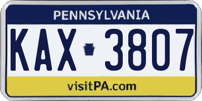 PA license plate KAX3807