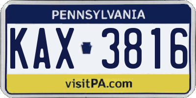 PA license plate KAX3816