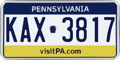 PA license plate KAX3817