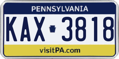 PA license plate KAX3818