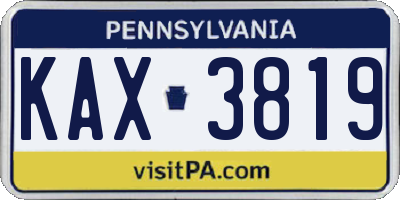 PA license plate KAX3819