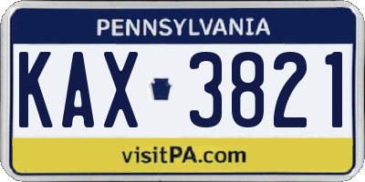 PA license plate KAX3821