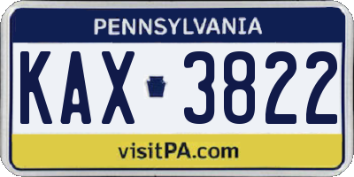 PA license plate KAX3822