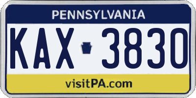 PA license plate KAX3830
