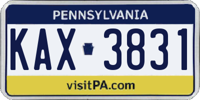PA license plate KAX3831